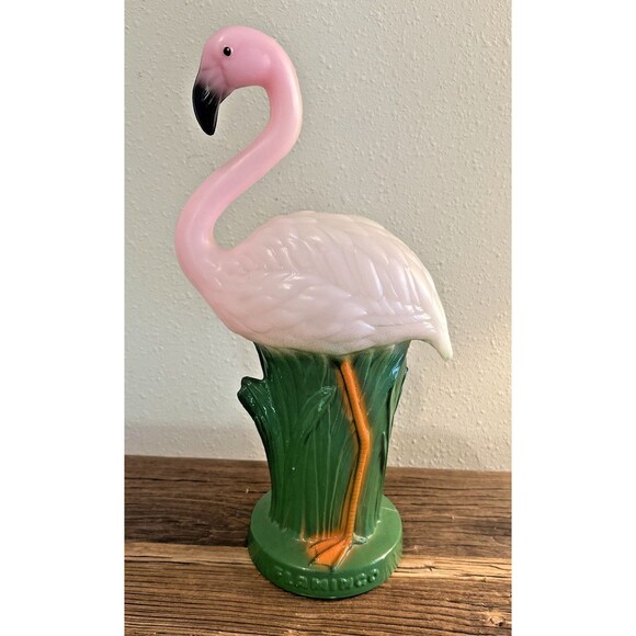 Vintage Pink Flamingo Bird Plastic Blow Mold 15 Inches Light TV Lamp - Picture 3 of 16